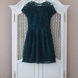 J. Crew Teal Lace Overlay Cocktail Dress